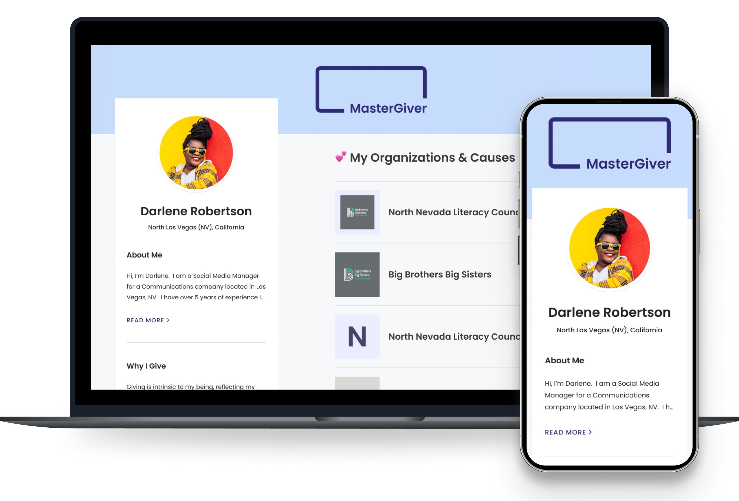 Master Giver users Dashboard on Desktop and Mobile